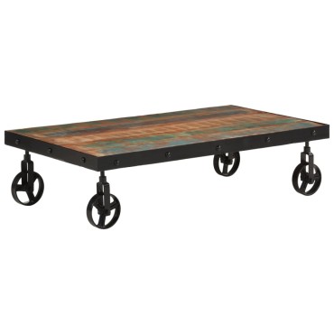 vidaXL Τραπεζάκι Σαλονιού+Ροδάκια 100x55x26cm Μασίφ Ανακυκλωμένο Ξύλο 1 τεμ.
