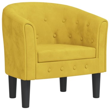 vidaXL Πολυθρόνα Μπάρελ Κίτρινη Βελούδινη 46,5x45cm 1 τεμ.