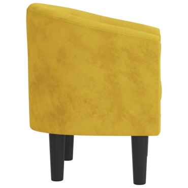 vidaXL Πολυθρόνα Μπάρελ Κίτρινη Βελούδινη 46,5x45cm 1 τεμ.