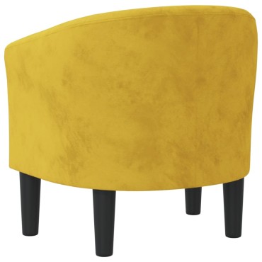 vidaXL Πολυθρόνα Μπάρελ Κίτρινη Βελούδινη 46,5x45cm 1 τεμ.