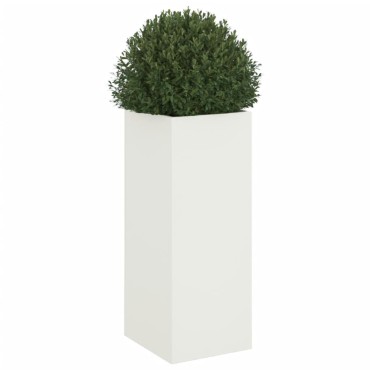 vidaXL Ζαρντινιέρα Λευκή 32x29x75 εκ. από Χάλυβα