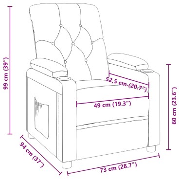 vidaXL Πολυθρόνα Ανακλινόμενη Taupe Υφασμάτινη 78,5x93x96,5cm 1 τεμ.