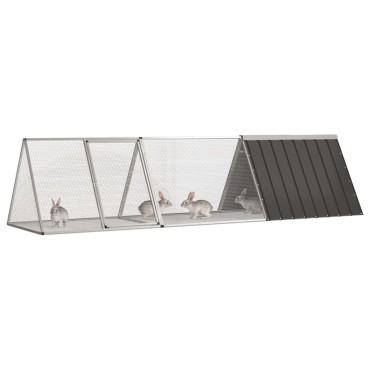 vidaXL Κλουβί Κουνελιών Ανθρακί 302,5x80,5x71 εκ Γαλβανισμένος Χάλυβας