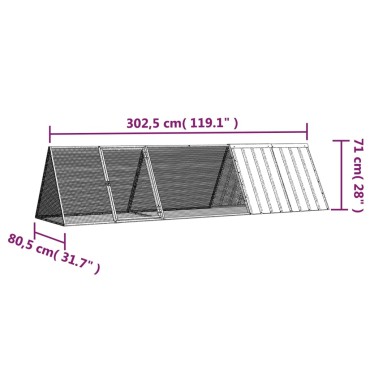 vidaXL Κλουβί Κουνελιών Ανθρακί 302,5x80,5x71 εκ Γαλβανισμένος Χάλυβας
