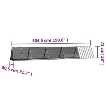 vidaXL Κλουβί Κουνελιών Ανθρακί 504,5x80,5x71 εκ Γαλβανισμένος Χάλυβας
