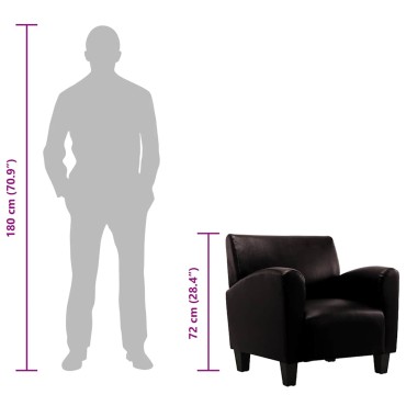 vidaXL Πολυθρόνα Σκούρο Καφέ από Συνθετικό Δέρμα 70x69x72cm 1 τεμ.