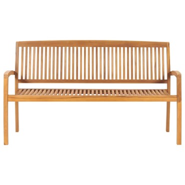 vidaXL Παγκάκι Κήπου Στοιβαζόμενο Μασίφ Ξύλο Teak & Μαξιλάρι 159x57,5x90cm 1 τεμ.