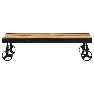 vidaXL Τραπεζάκι Σαλονιού με Ρόδες 100x55x26cm από Μασίφ Ξύλο Μάνγκο 1 τεμ.
