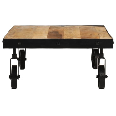 vidaXL Τραπεζάκι Σαλονιού με Ρόδες 100x55x26cm από Μασίφ Ξύλο Μάνγκο 1 τεμ.