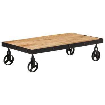 vidaXL Τραπεζάκι Σαλονιού με Ρόδες 100x55x26cm από Μασίφ Ξύλο Μάνγκο 1 τεμ.