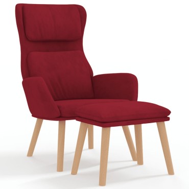 vidaXL Πολυθρόνα Relax Μπορντό Βελούδινη με Σκαμπό 70x77x98cm 1 τεμ.