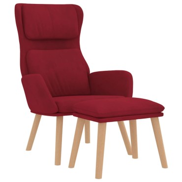 vidaXL Πολυθρόνα Relax Μπορντό Βελούδινη με Σκαμπό 70x77x98cm 1 τεμ.