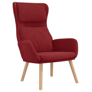 vidaXL Πολυθρόνα Relax Μπορντό Βελούδινη με Σκαμπό 70x77x98cm 1 τεμ.