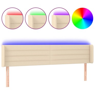 vidaXL Κεφαλάρι Κρεβατιού LED Κρεμ 163x16x78/88cm Υφασμάτινο 1 τεμ.