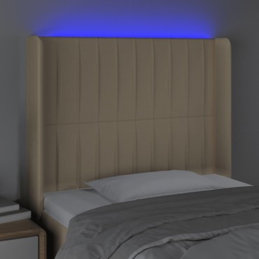 vidaXL Κεφαλάρι Κρεβατιού LED Κρεμ 83x16x118/128cm Υφασμάτινο 1 τεμ.