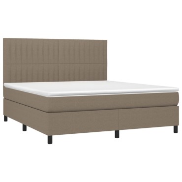 vidaXL Κρεβάτι Boxspring με Στρώμα & LED Taupe 180x200 εκ. Υφασμάτινο