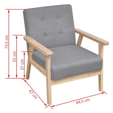 vidaXL Πολυθρόνα Ανοιχτό Γκρι Υφασμάτινη 64,5x67x73,5cm 1 τεμ.