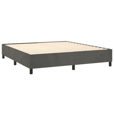 vidaXL Κρεβάτι Boxspring με Στρώμα Σκούρο Γκρι 200x200 εκ. Βελούδινο