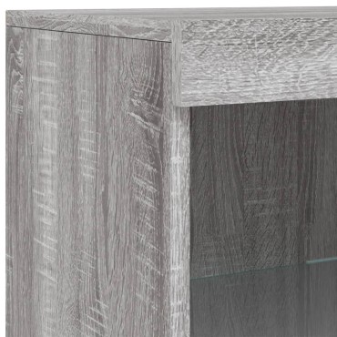 vidaXL Μπουφές με Φώτα LED Γκρι Sonoma 162x37x100cm 1 τεμ.