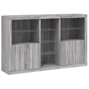 vidaXL Μπουφές με Φώτα LED Γκρι Sonoma 162x37x100cm 1 τεμ.