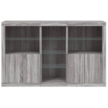vidaXL Μπουφές με Φώτα LED Γκρι Sonoma 162x37x100cm 1 τεμ.