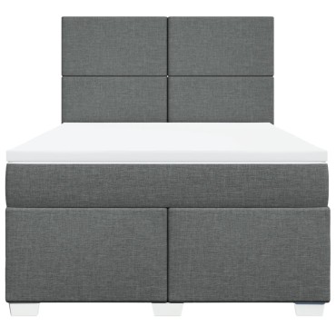 vidaXL Κρεβάτι Boxspring με Στρώμα Σκούρο Γκρι 140x190 εκ. Υφασμάτινο