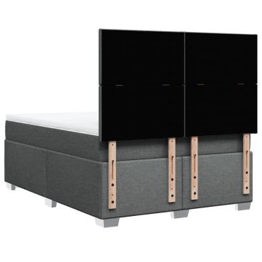vidaXL Κρεβάτι Boxspring με Στρώμα Σκούρο Γκρι 140x190 εκ. Υφασμάτινο