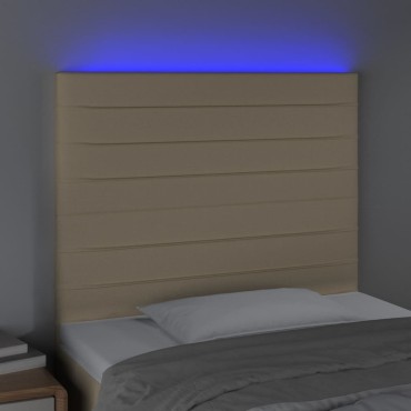 vidaXL Κεφαλάρι Κρεβατιού LED Κρεμ 80x5x118/128cm Υφασμάτινο 1 τεμ.