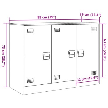 vidaXL Ντουλάπι Μαύρο 99x39x73cm από Ατσάλι 1 τεμ.
