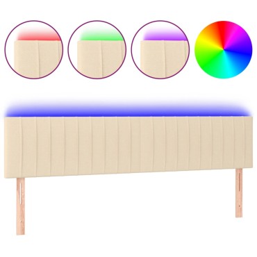 vidaXL Κεφαλάρι Κρεβατιού LED Κρεμ 160x5x78/88cm Υφασμάτινο 1 τεμ.