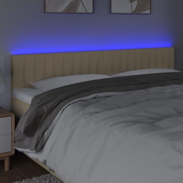 vidaXL Κεφαλάρι Κρεβατιού LED Κρεμ 160x5x78/88cm Υφασμάτινο 1 τεμ.
