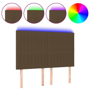 vidaXL Κεφαλάρι Κρεβατιού LED Σκούρο Καφέ 144x5x118/128cm Υφασμάτινο 1 τεμ.
