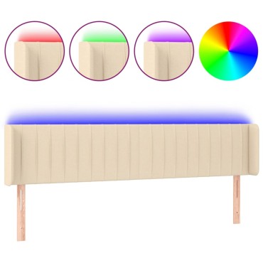 vidaXL Κεφαλάρι Κρεβατιού LED Κρεμ 163x16x78/88cm Υφασμάτινο 1 τεμ.