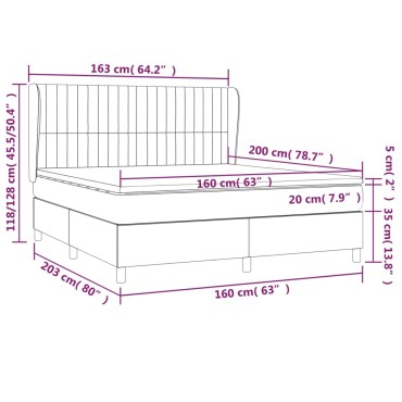 vidaXL Κρεβάτι Boxspring με Στρώμα Σκούρο Καφέ 160x200 εκ Υφασμάτινο
