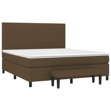 vidaXL Κρεβάτι Boxspring με Στρώμα Σκούρο Καφέ 160x200 εκ Υφασμάτινο