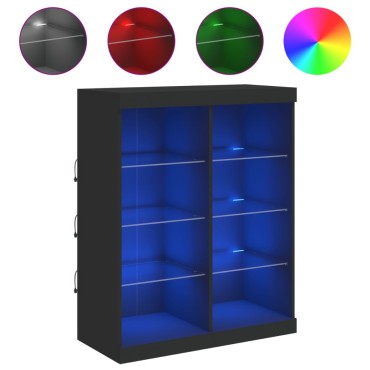 vidaXL Μπουφές με Φώτα LED Μαύρος 81x37x100cm 1 τεμ.