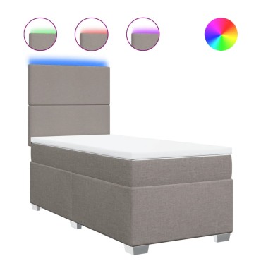 vidaXL Κρεβάτι Boxspring με Στρώμα Taupe 90x190 εκ.Υφασμάτινο