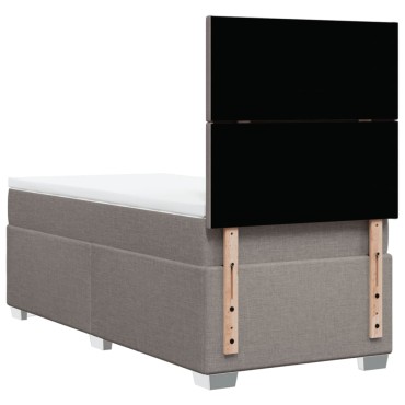 vidaXL Κρεβάτι Boxspring με Στρώμα Taupe 90x190 εκ.Υφασμάτινο