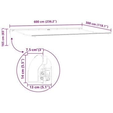 vidaXL Τέντα Πτυσσόμενη Αυτόματη Καφέ 600x300 εκ.