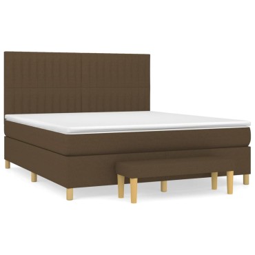 vidaXL Κρεβάτι Boxspring με Στρώμα Σκούρο Καφέ 160x200 εκ Υφασμάτινο