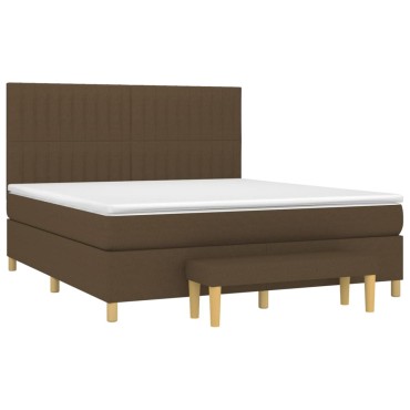 vidaXL Κρεβάτι Boxspring με Στρώμα Σκούρο Καφέ 160x200 εκ Υφασμάτινο