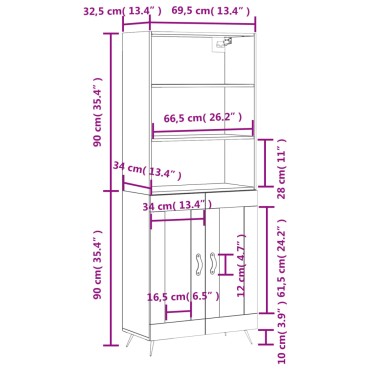 vidaXL Ντουλάπι Καφέ Δρυς 69,5x34x180cm από Επεξεργασμένο Ξύλο 1 τεμ.