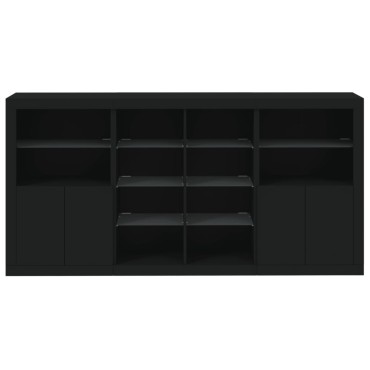 vidaXL Μπουφές με Φώτα LED Μαύρος 202x37x100cm 1 τεμ.