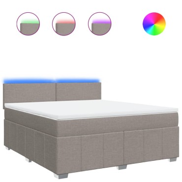 vidaXL Κρεβάτι Boxspring με Στρώμα Taupe 180x200 εκ. Υφασμάτινο