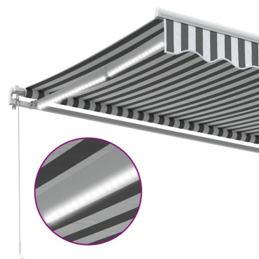 vidaXL Τέντα Πτυσσόμενη Χειροκίνητη με LED Ανθρακί / Λευκή 600x300 εκ.
