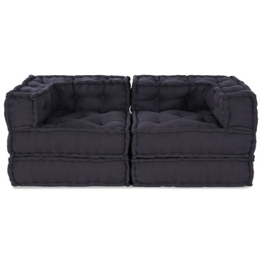 vidaXL Μοντέρνα Πουφ 2 τεμ Ανθρακί Υφάσματος 70x70x54cm