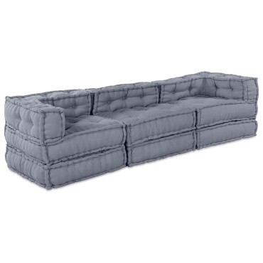 vidaXL Καναπές Modular 3 Θέσεων Convertible Γκρι Υφασμάτινος 70x70x54cm