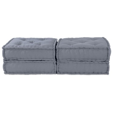 vidaXL Πολυθρόνα Pouffe 2 Θέσεων Modular Μετατρέψιμη Γκρι Υφάσματος 70x70x36 cm