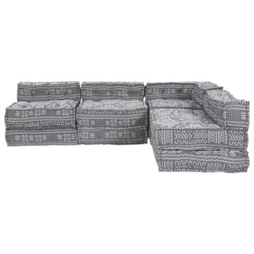 Καναπές Modular 4 Θέσεων vidaXL με Χαλάρωση σε Γκρι Υλικό