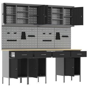 vidaXL Set Εργαλειοθήκης 10 Τεμαχίων Μαύρο Ατσάλι